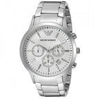 Emporio Armani AR2458 Men’s Silver Dial Stainless Steel Renato Large Chronograph Watch