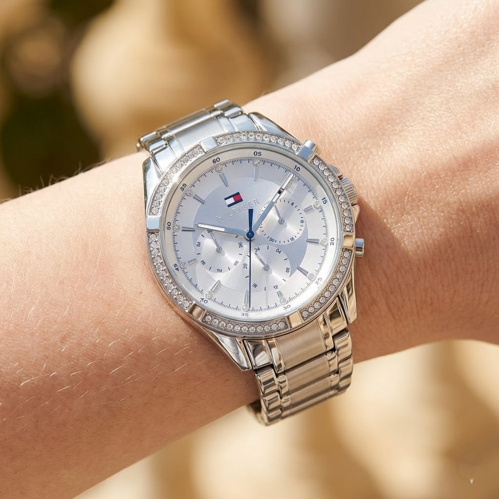 Tommy Hilfiger Kenzie 1782557 Multi-Function Silver Dial Stainless Steel Women's Watch