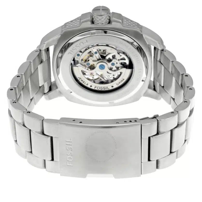 Fossil ME3081 Modern Machine Automatic Watch – Silver Skeleton Dial, Stainless Steel Strap (50mm)