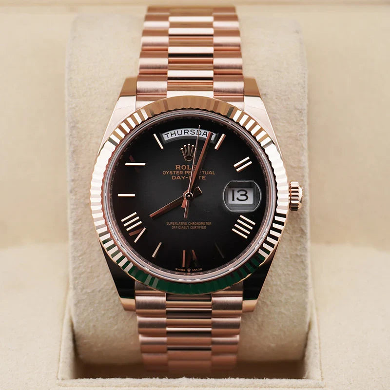 Rolex Day-Date "President" 40mm Everose Gold Slate Roman Ombre "Smoke" Dial