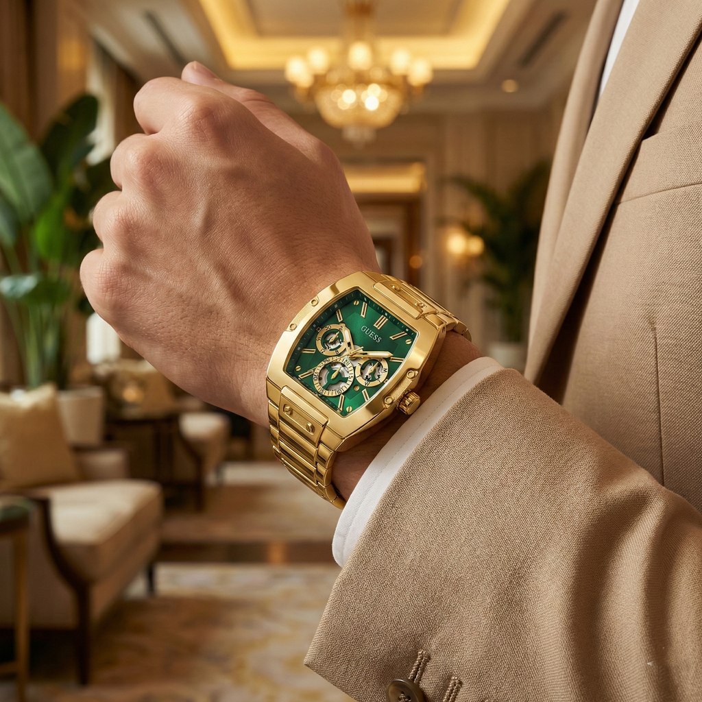 Guess Phoenix GW0456G3 Men's Gold-Tone & Green Dial Watch