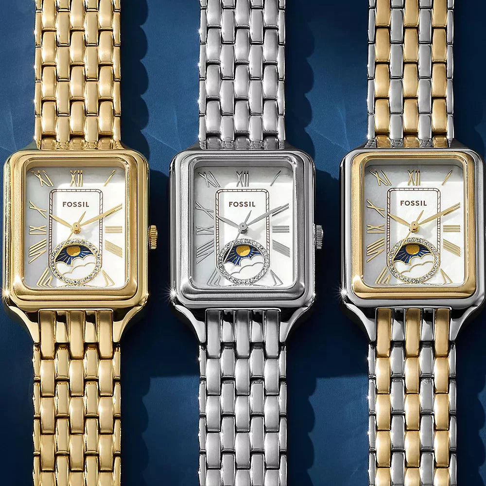 Fossil Raquel ES5399 Sun & Moon Mother of Pearl Two-Tone Stainless Steel Women's Watch