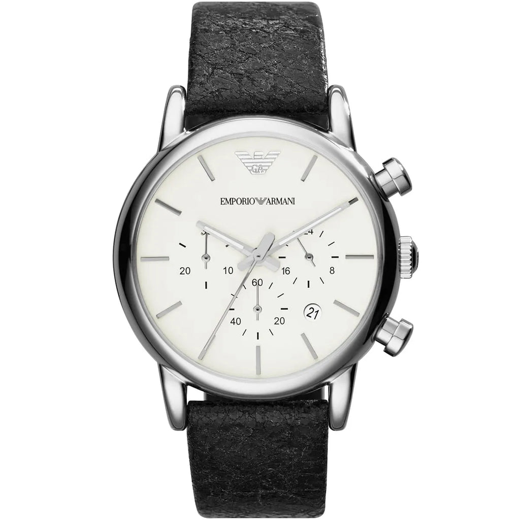 Emporio Armani Luigi AR1810 White Dial Black Leather Watch