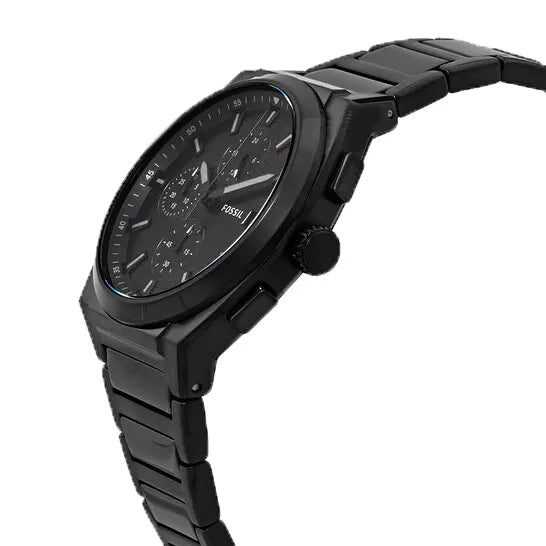 Fossil Everett Men’s Chronograph Watch – Black Stainless Steel with Black Dial | 42mm Bold Design | FS5797
