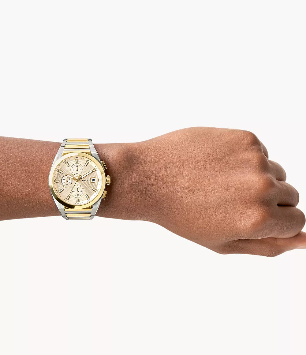 Fossil Everett Chronograph Two-Tone Stainless Steel Watch – FS5796