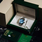 Rolex Day-Date – Light Blue Arabic Dial with Silver President Bracelet