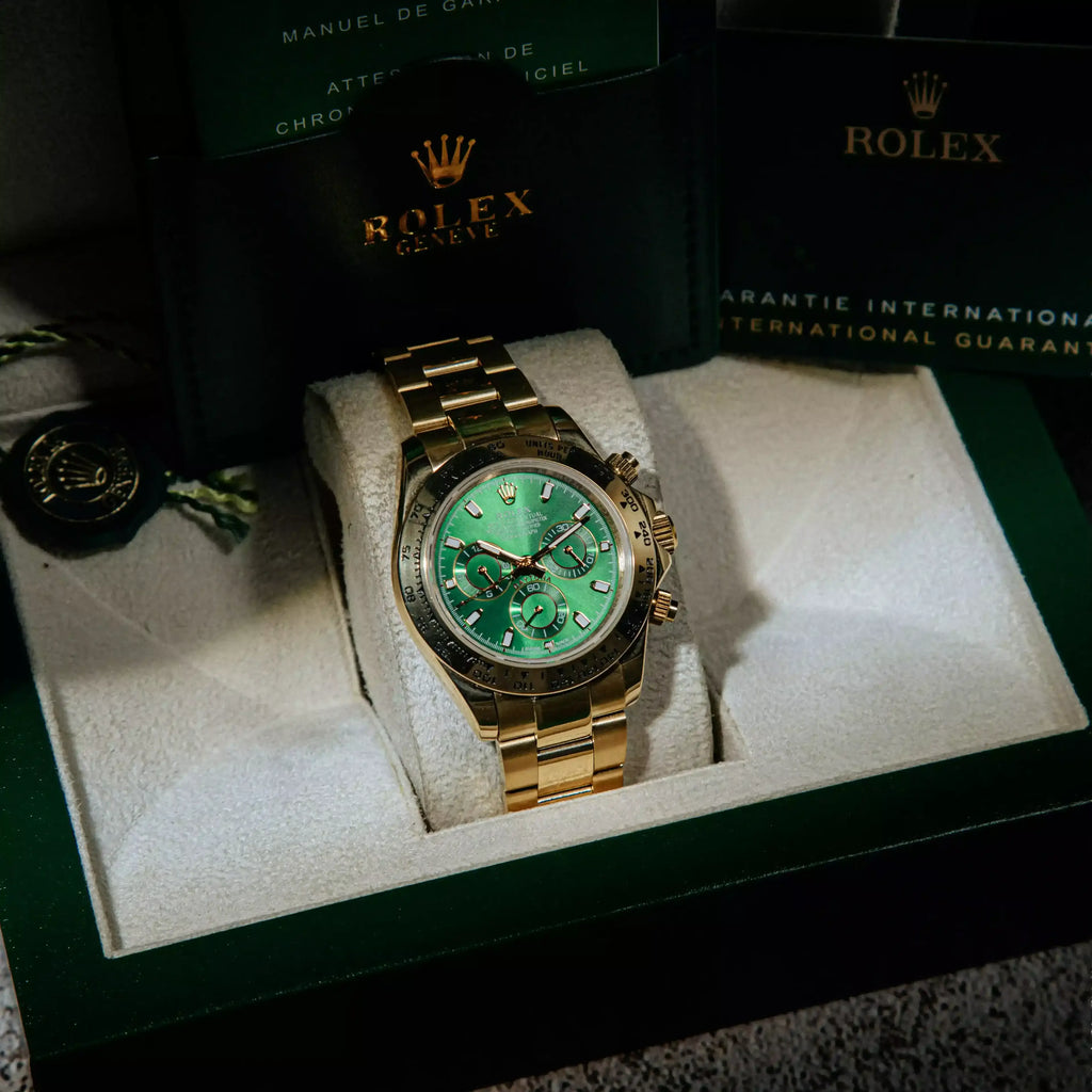 Rolex Cosmograph Daytona – Green Dial with Full Gold Oyster Bracelet