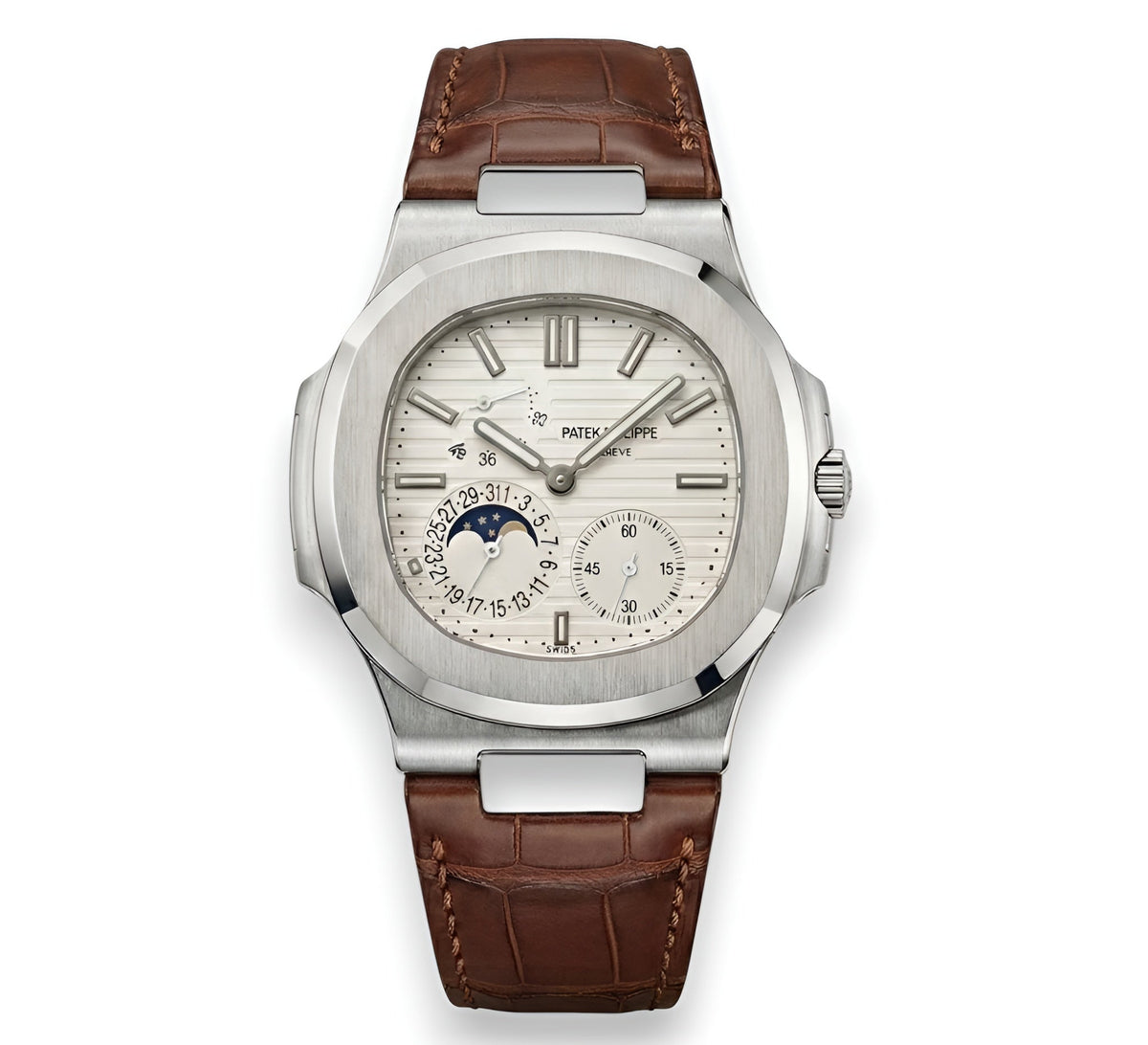Patek Philippe Grande Complications – Silver Dial – Brown Leather Strap – Japanese Automatic Movement