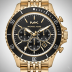 Michael Kors MK8726 Men’s Black Dial Gold Stainless Steel Bayville Chronograph Watch