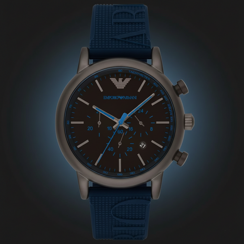 Emporio Armani AR11023 Men’s Black Dial Blue Silicone Strap Chronograph Watch