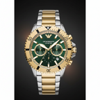 ساعة كرونوغراف Emporio Armani AR11586 للرجال، غواص، مينا أخضر، ستانلس ستيل بلونين