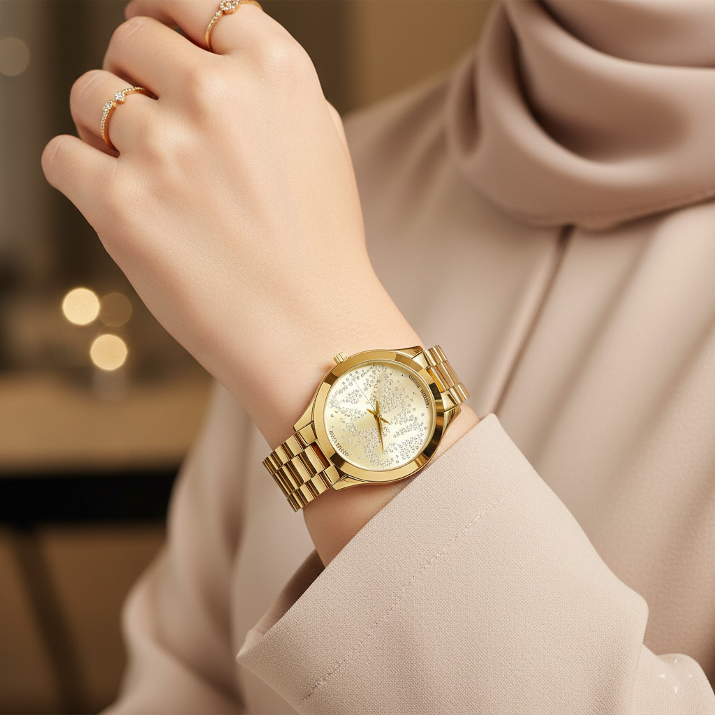 Michael Kors MK3590 Runway Slim Women’s Gold Crystal Dial Stainless Steel Watch