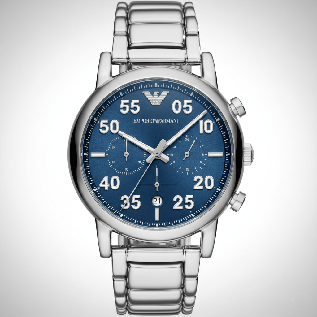 Emporio Armani AR11132 Men’s Blue Dial Stainless Steel Luigi Chronograph Watch