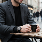 ساعة كرونوغراف Emporio Armani AR11515 للرجال مينا أسود وحزام سيليكون مقاومة للماء