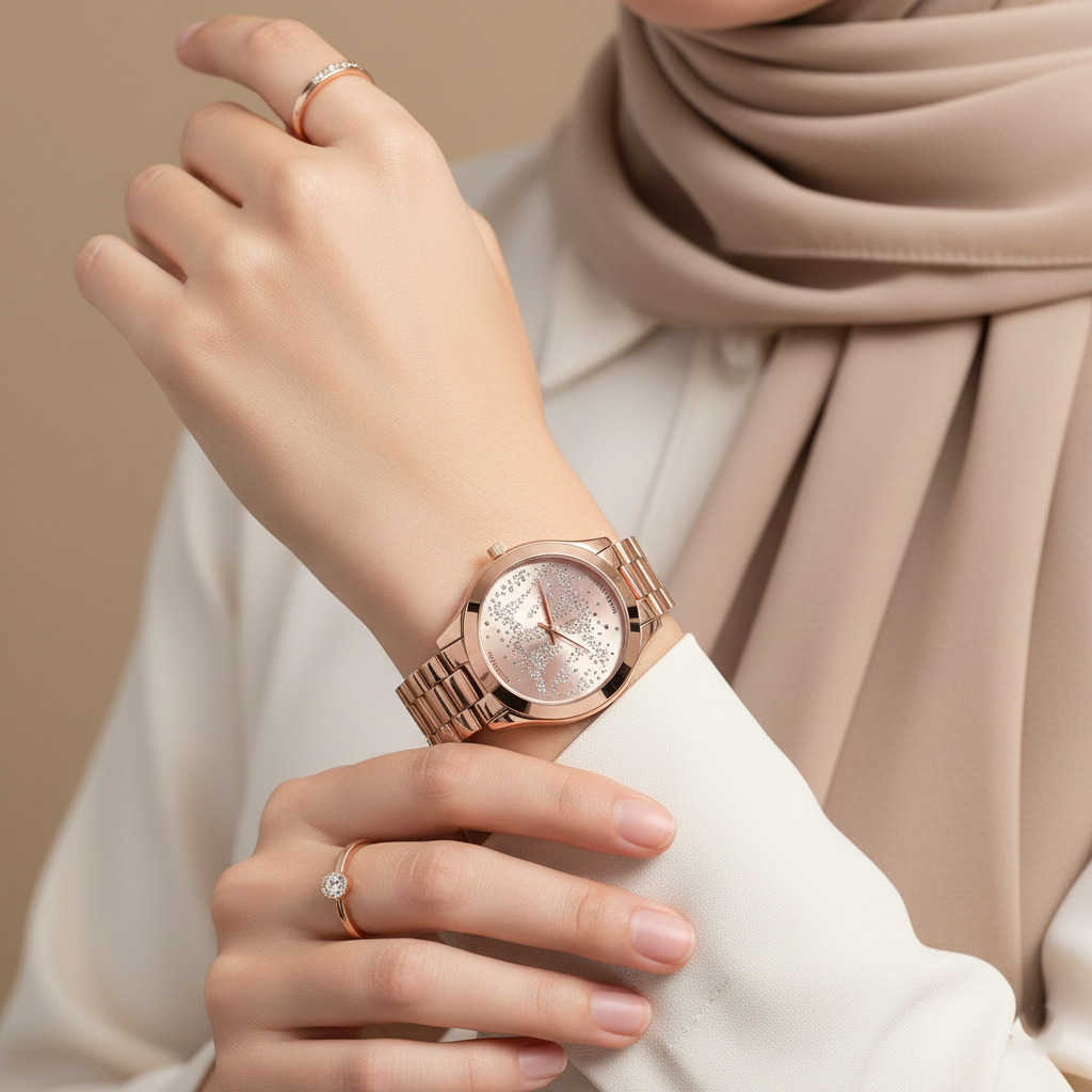 Michael Kors MK3591 Slim Runway Women’s Rose Gold Crystal Dial Stainless Steel Watch