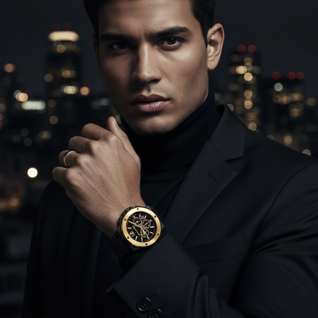 Michael Kors MK8941 Men’s Black Dial Black Gold Stainless Steel Lennox Chronograph Watch