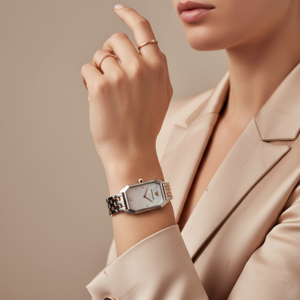 Emporio Armani AR11146 Women’s Mother of Pearl Dial Two-Tone Stainless Steel Gioia Watch