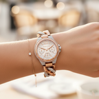Michael Kors MK6843 Women’s Rose Gold & Silver Mini Camille Crystal Chain-Link Watch