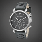 Emporio Armani AR1735 Men’s Grey Dial Grey Leather Chronograph Watch