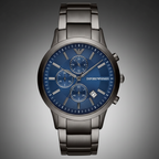 Emporio Armani AR11215 Men’s Blue Dial Gunmetal Stainless Steel Renato Watch