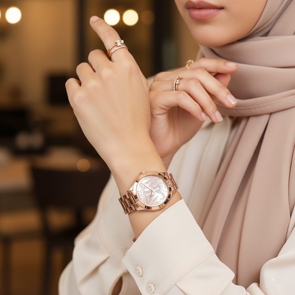 Michael Kors MK3591 Slim Runway Women’s Rose Gold Crystal Dial Stainless Steel Watch