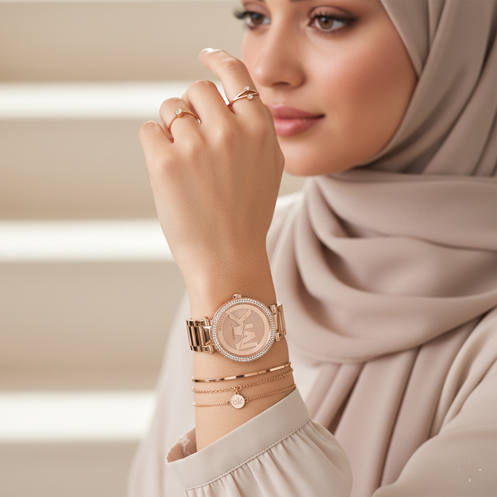 Michael Kors MK5865 Women’s Rose Gold Dial Rose Gold Stainless Steel Crystal MK Logo Watch