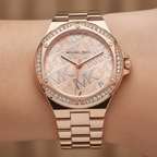 Michael Kors Lennox MK7405 Rose Gold MK Logo Chain Watch
