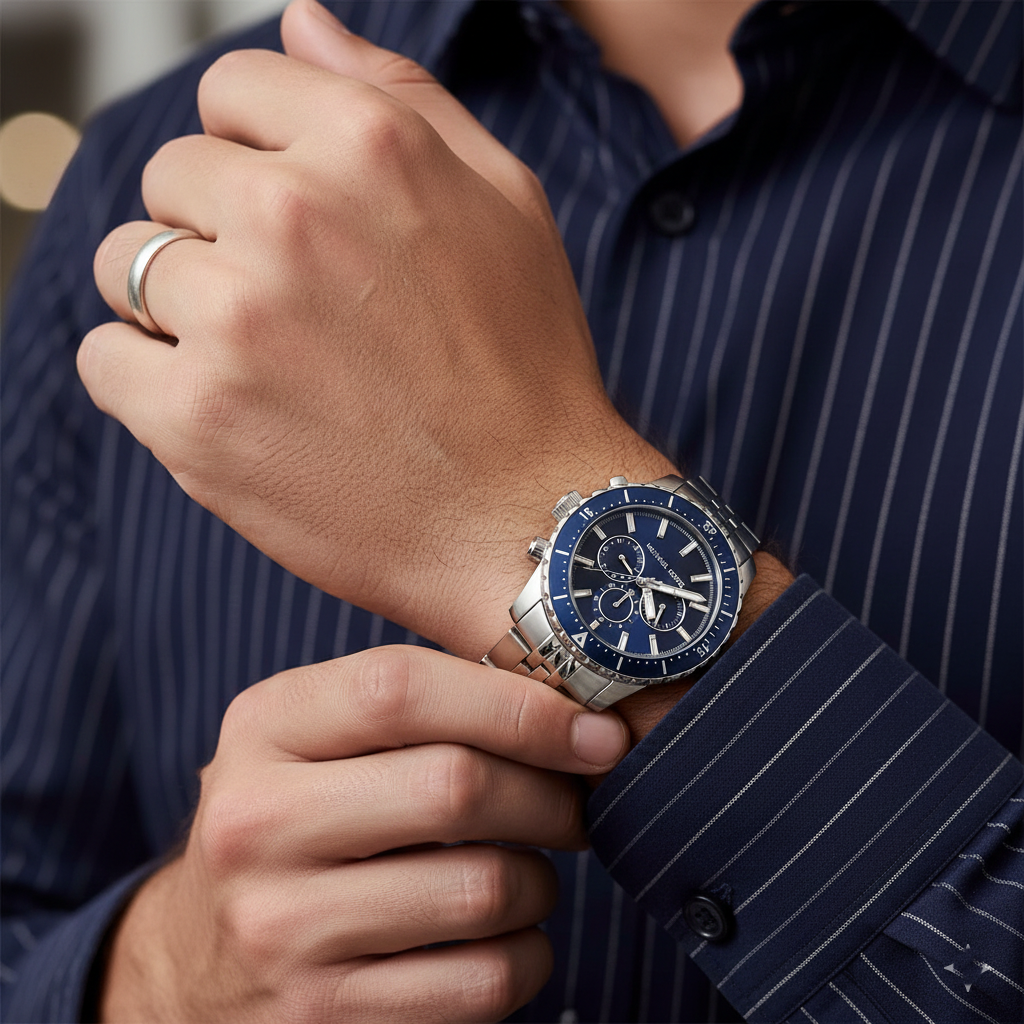Michael Kors MK7153 Men’s Blue Dial Silver Stainless Steel Cunningham Chronograph Watch