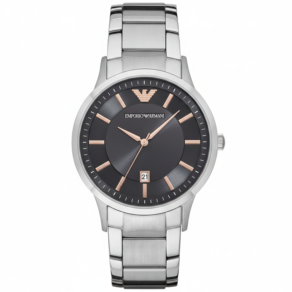 Emporio Armani AR11179 Men’s Black Dial Stainless Steel Renato Watch
