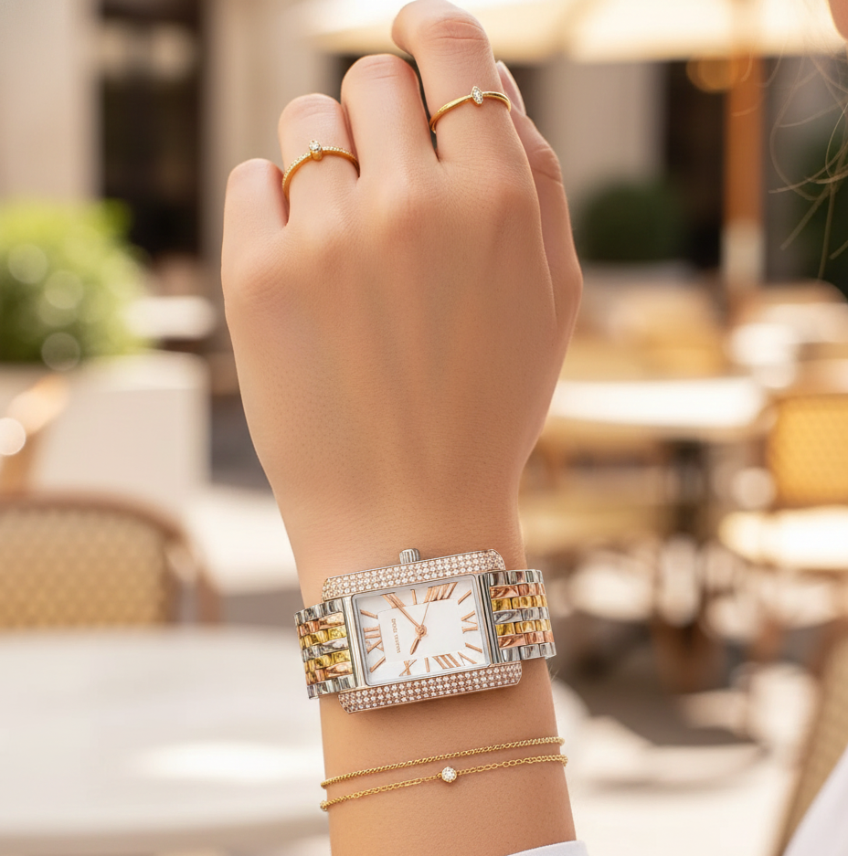 Michael Kors Emery Three-Tone MK4744 Women’s Silver, Gold & Rose Gold Stainless Steel Watch
