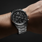 Emporio Armani AR5980 Men’s Black Dial Stainless Steel Tazio Large Chronograph Watch