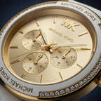 Michael Kors Jessa MK7267 Women’s Gold Dial White Leather Multi-Function Watch