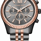Michael Kors MK8561 Men’s Grey Dial Two-Tone Black Rose Gold Stainless Steel Lexington Chronograph Watch