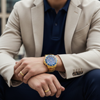 Michael Kors MK8267 Men’s Blue Dial Gold Stainless Steel Everest Chronograph Watch