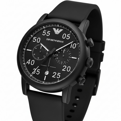 Emporio Armani AR11133 Men’s Black Dial Black Silicone Chronograph Watch