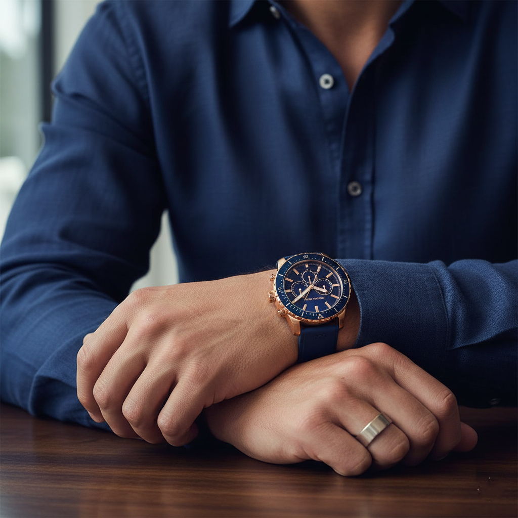 Michael Kors MK7163 Men’s Blue Dial Navy Silicone Strap Chronograph Watch