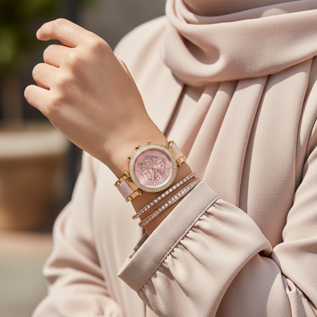Michael Kors MK6326 Parker Women’s Blush Dial Gold Stainless Steel Chronograph Watch