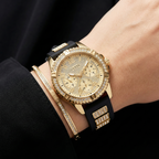 ساعة Guess Lady Frontier W1160L1 ذهبية ومطاطية سوداء
