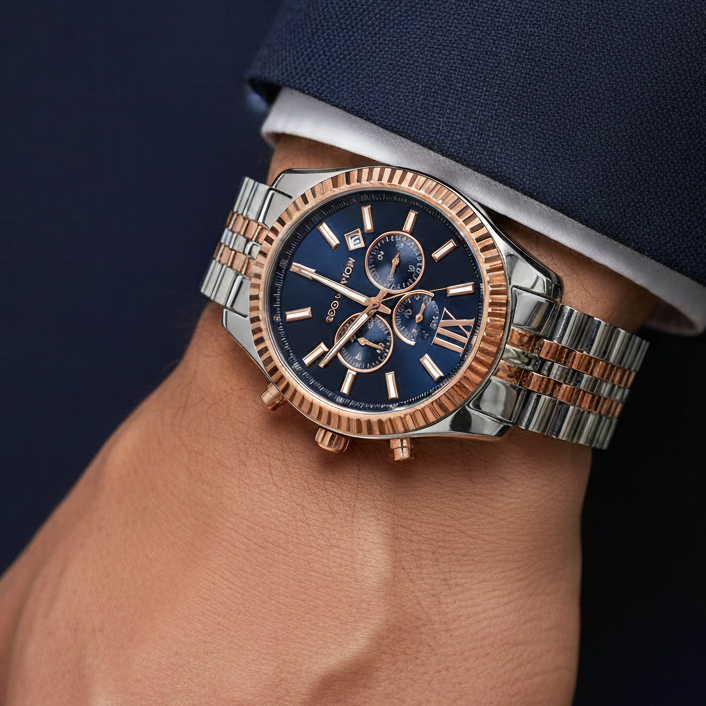 Michael Kors MK8412 Men’s Blue Dial Two-Tone Stainless Steel Lexington Chronograph Watch