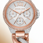 Michael Kors MK6843 Women’s Rose Gold & Silver Mini Camille Crystal Chain-Link Watch