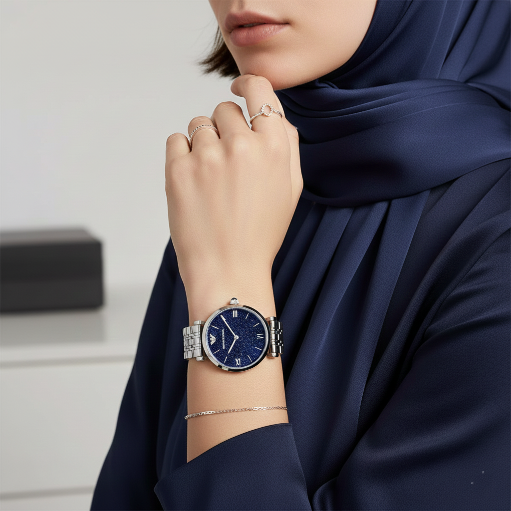 Emporio Armani AR11091 Women’s Blue Dial Silver Stainless Steel Gianni Watch