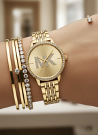 Michael Kors MK4371 Women’s Gold Dial Gold Stainless Steel Crystal MK Logo Watch