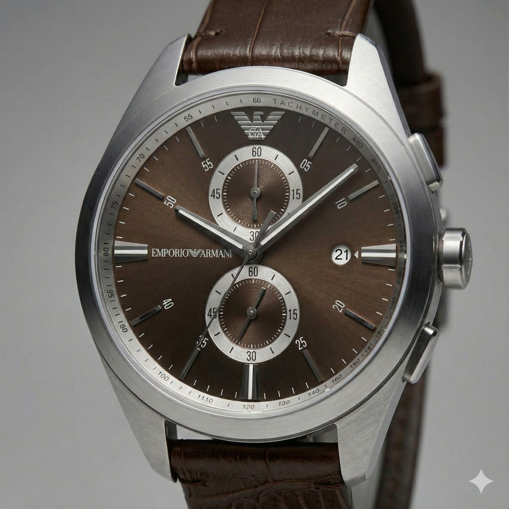 Emporio Armani Claudio AR11482 Men's Chronograph Brown Dial Brown Leather