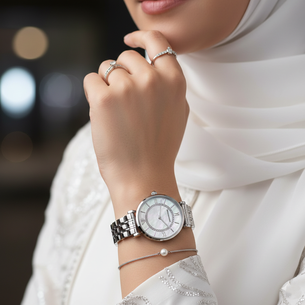 Emporio Armani AR1908 Women’s White Dial Silver Stainless Steel Gianni T-Bar Watch