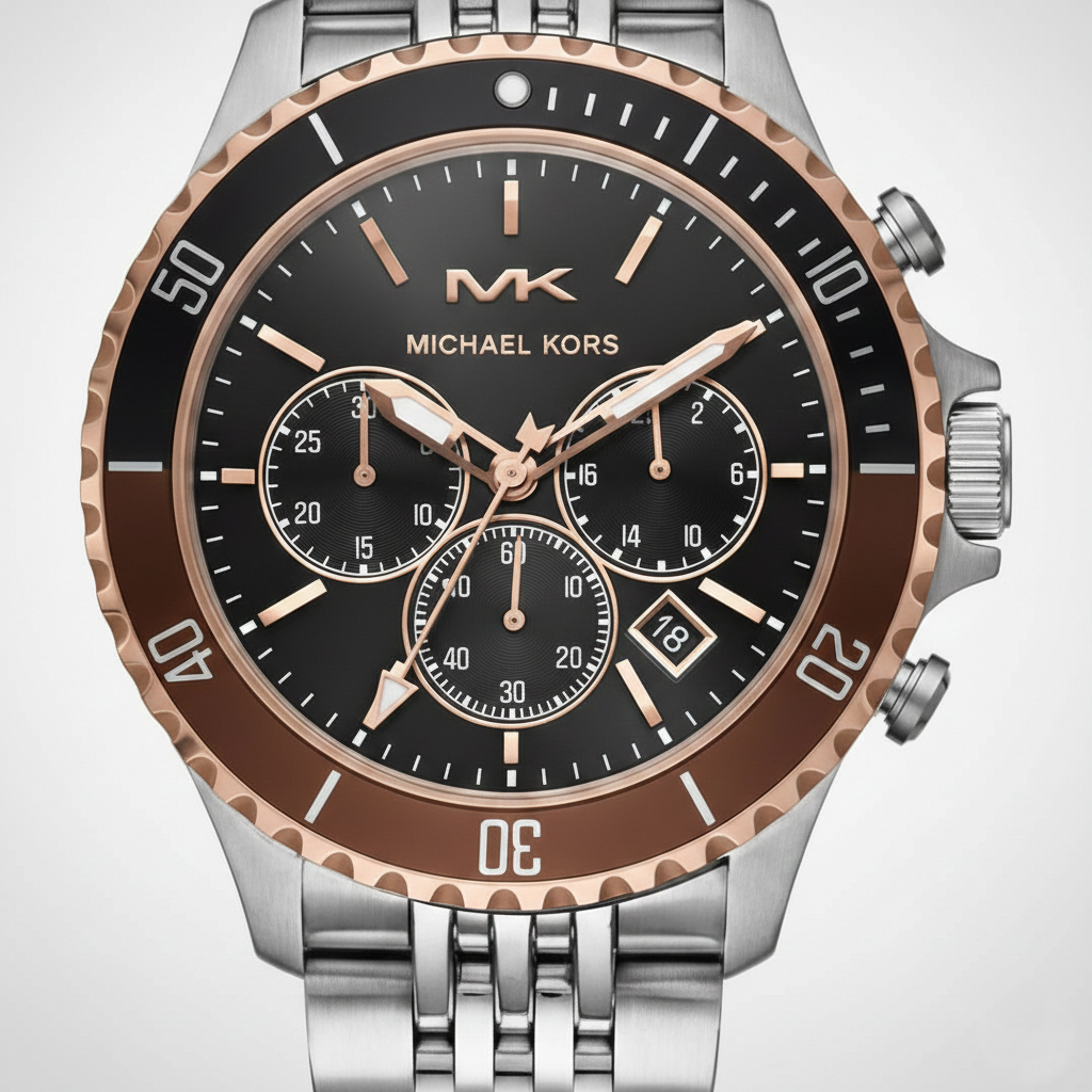 Michael Kors MK8725 Men’s Black Dial Two-Tone Stainless Steel Bayville Chronograph Watch