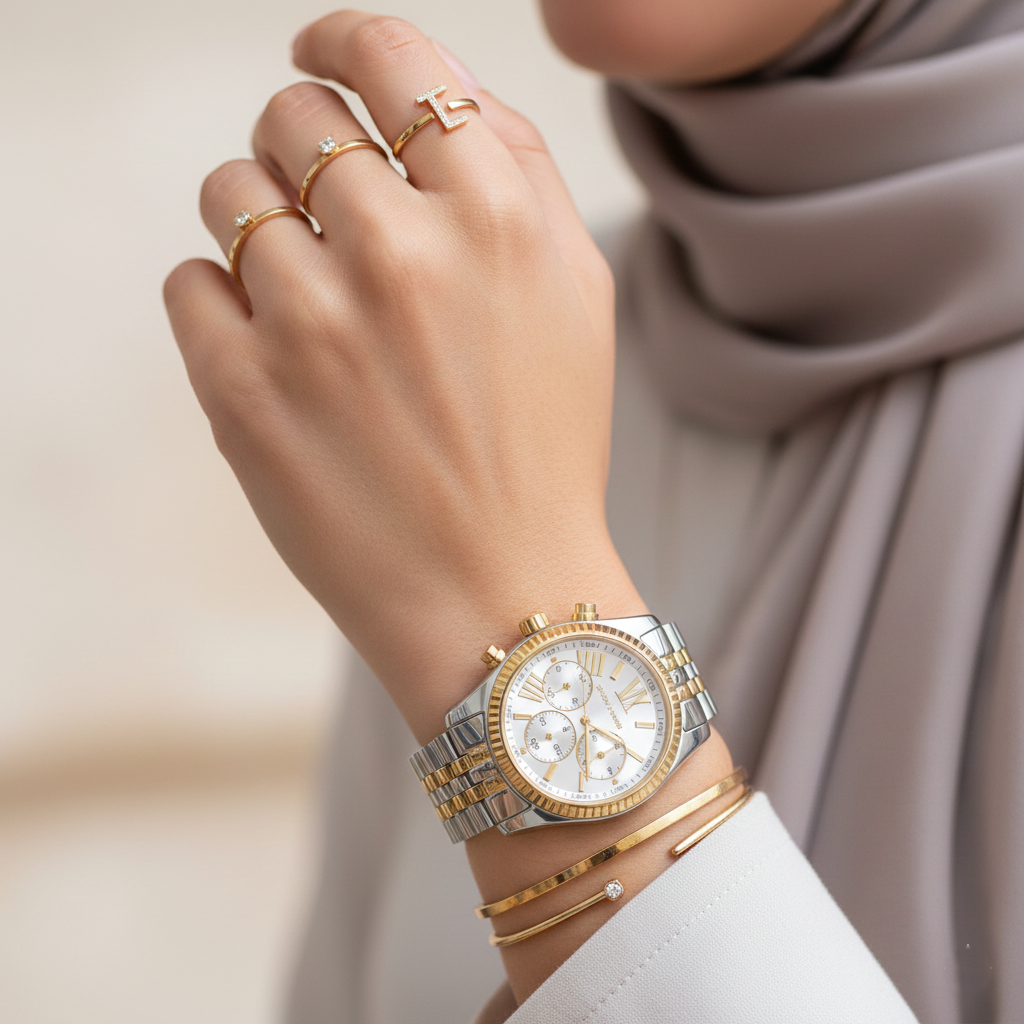 ساعة مايكل كورس MK5955 ليكسينغتون كرونوغراف ثنائية اللون للنساء