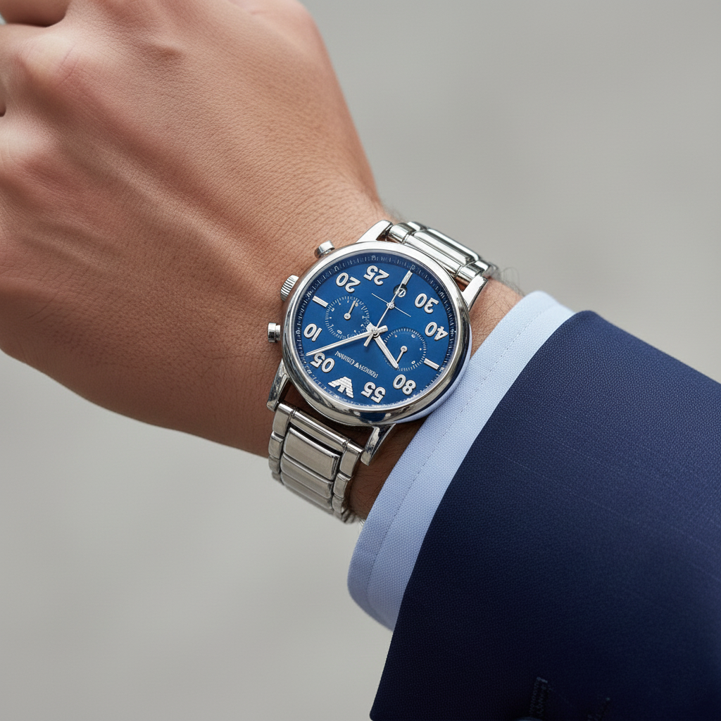 Emporio Armani AR11132 Men’s Blue Dial Stainless Steel Luigi Chronograph Watch