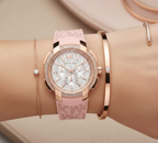 Michael Kors  MK7222 Women’s White Dial Pink Logo Strap Rose Gold Multi-Function Watch