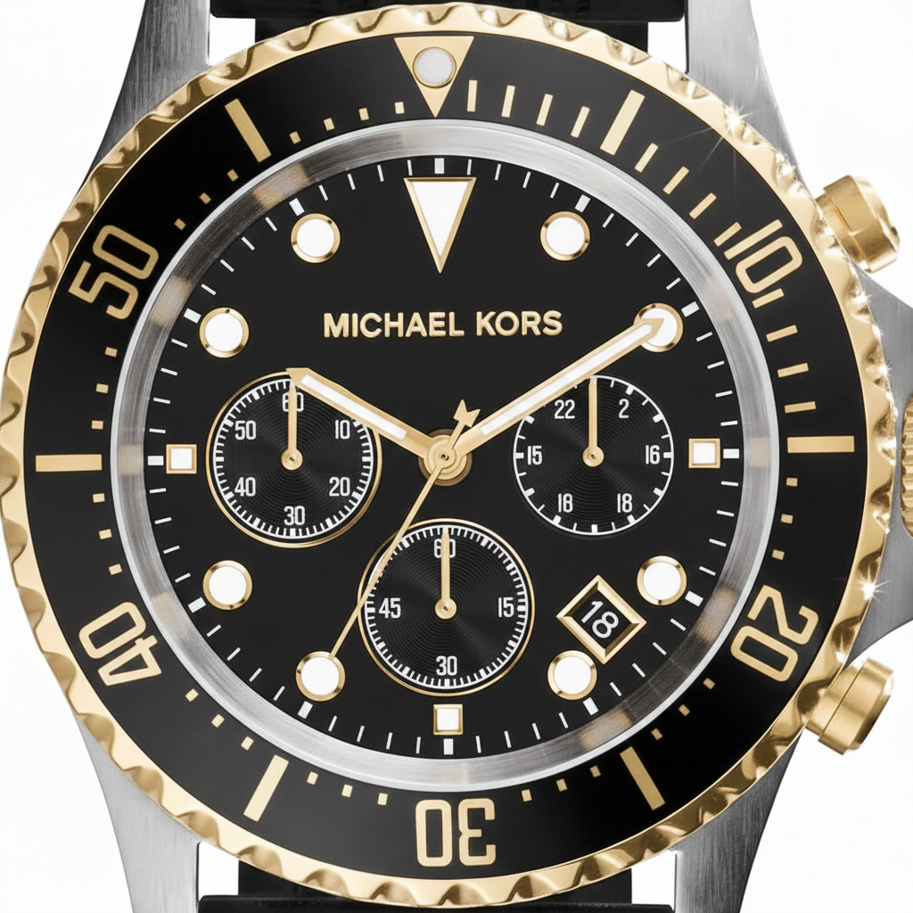 Michael Kors MK8366 Men’s Black Dial Black Silicone Strap Everest Chronograph Watch