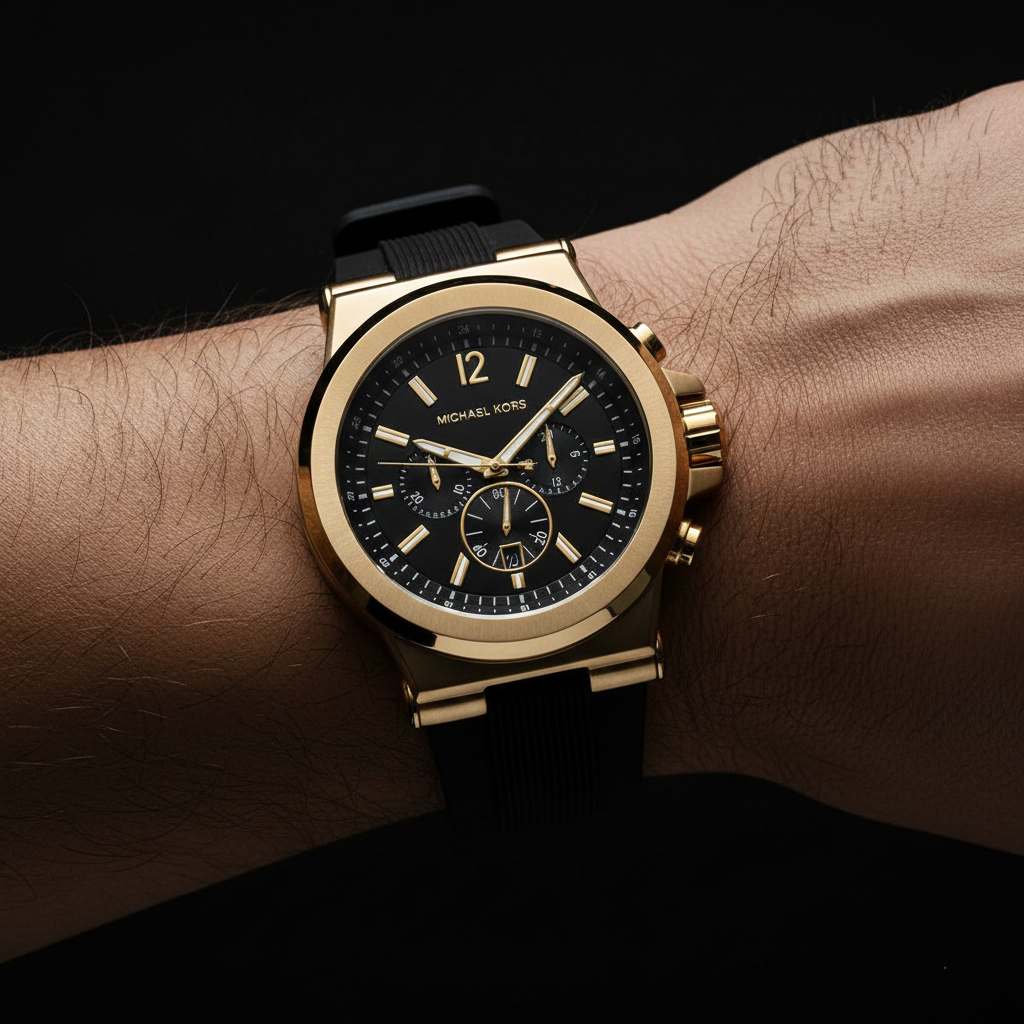 Michael Kors MK8445 Men’s Black Dial Black Rubber Strap Chronograph Watch